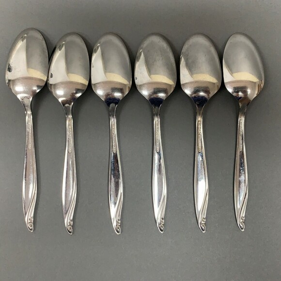 Wm A Rogers Oneida Surf Club Stainless Oval Soup Spoons Lot of 6 - Picture 5 of 7